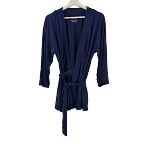 KickIt Pajamas Robe Womens S Navy Blue Modal Wrap Loungewear 2001